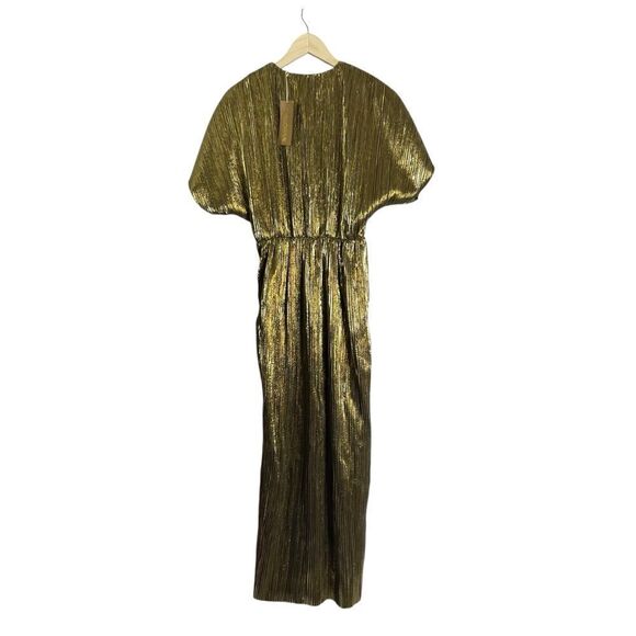 B Yellowtail Gold Plisse Dress Pleated Wrap Style Medium New Indigenous Designed - Picture 11 of 12